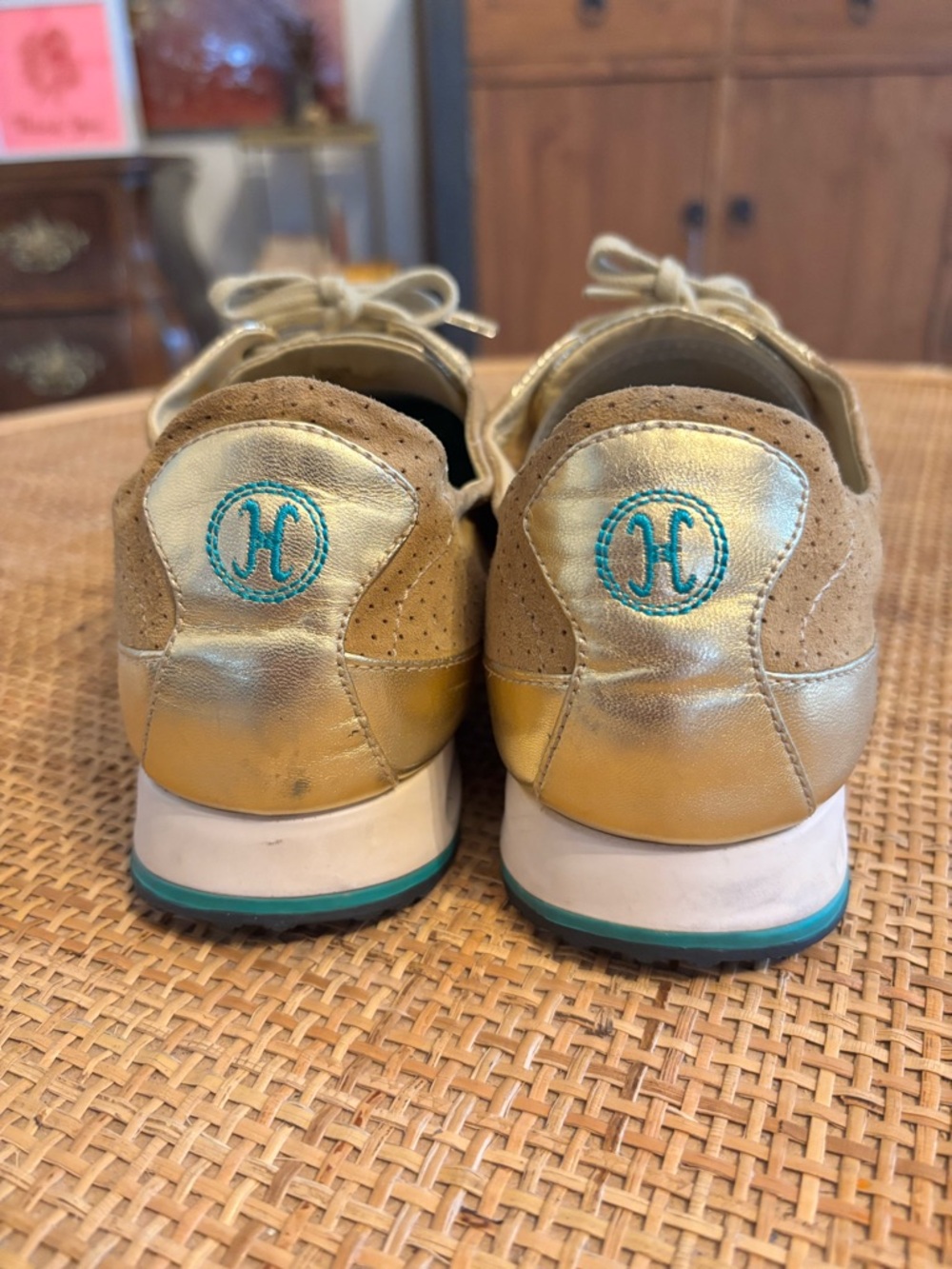 Cole Haan Nike Air Suede Gold Trim Sneakers Women’s 10 Casual Comfort - Picture 3 of 4
